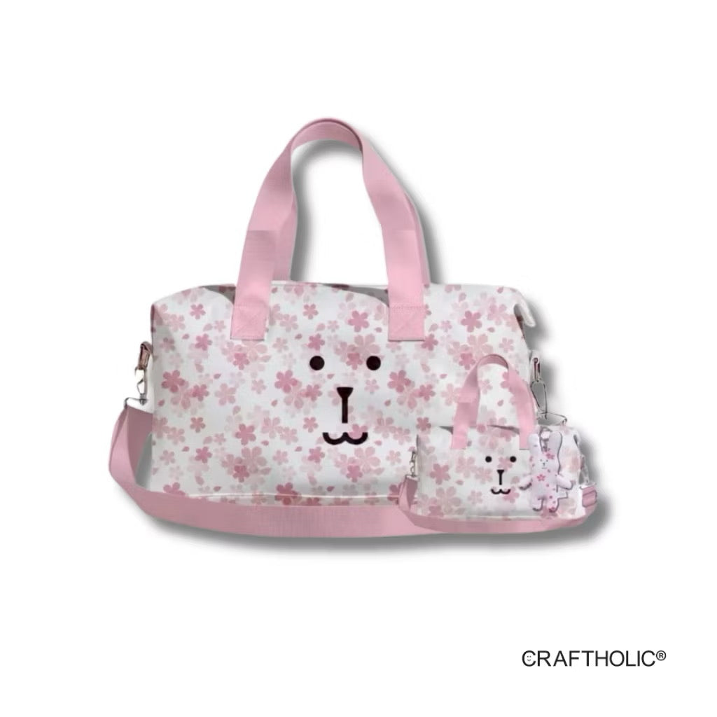 Craftholic Foldable Travel Bag with Plush Charm
