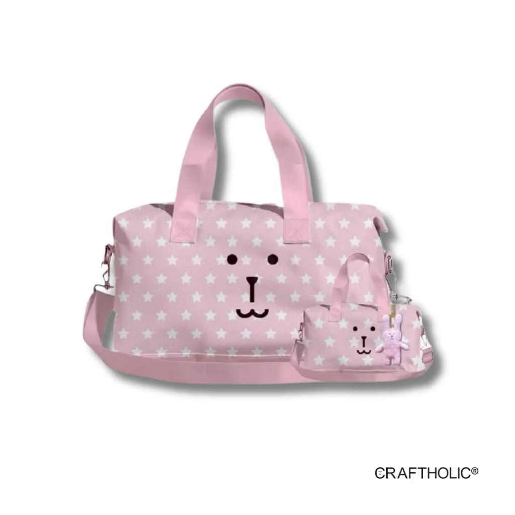 Craftholic Foldable Travel Bag with Plush Charm
