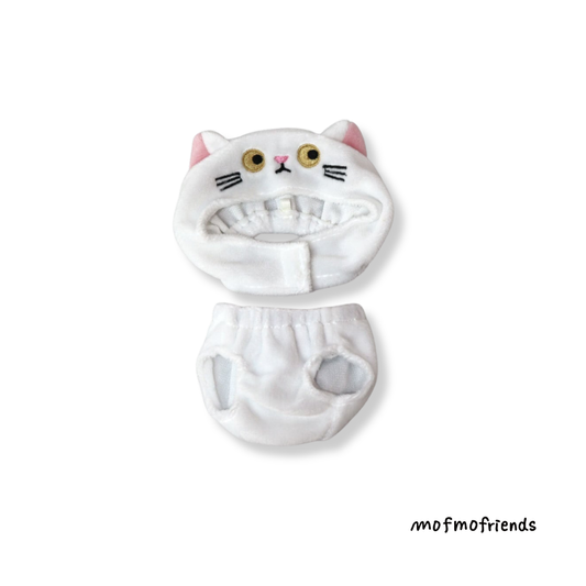 MofmoFriends White Cat with Ribbon Set - Small