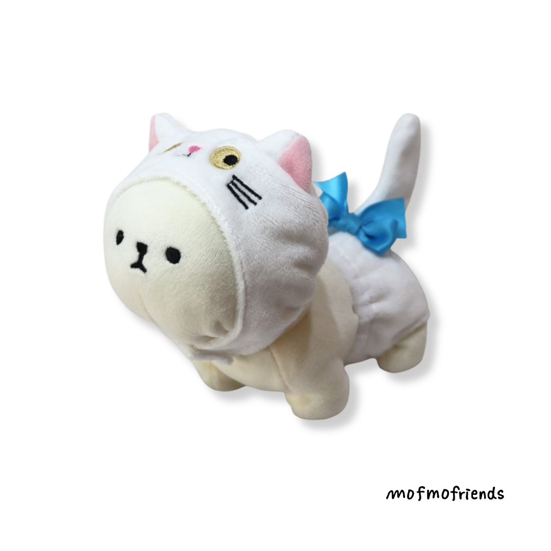 MofmoFriends White Cat with Ribbon Set - Small