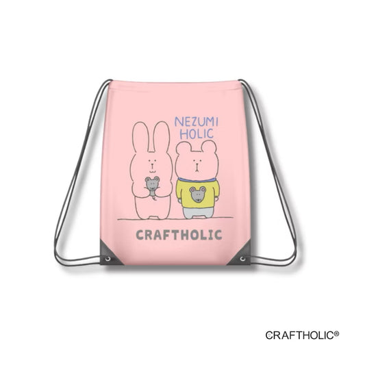 Craftholic Nezumi Holic Pink Drawstring Bag